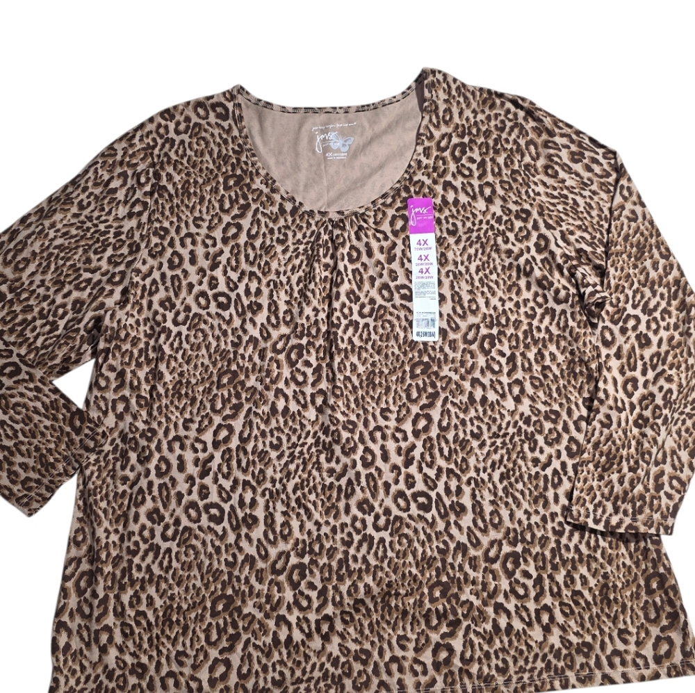 NWT Just My Size Shirt Women's 4X 26W/28W Animal Print Lightweight 100% Cotton